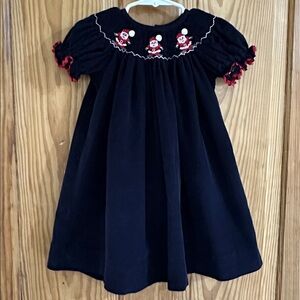 Classic Whimsy Girls Navy Smocked Christmas Dress ~ 24M